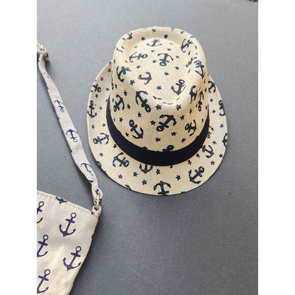 Lucky 7 USA Womens Straw Paper Brim Hat + Canvas Crossbody Purse Anchor Nautical main image 9